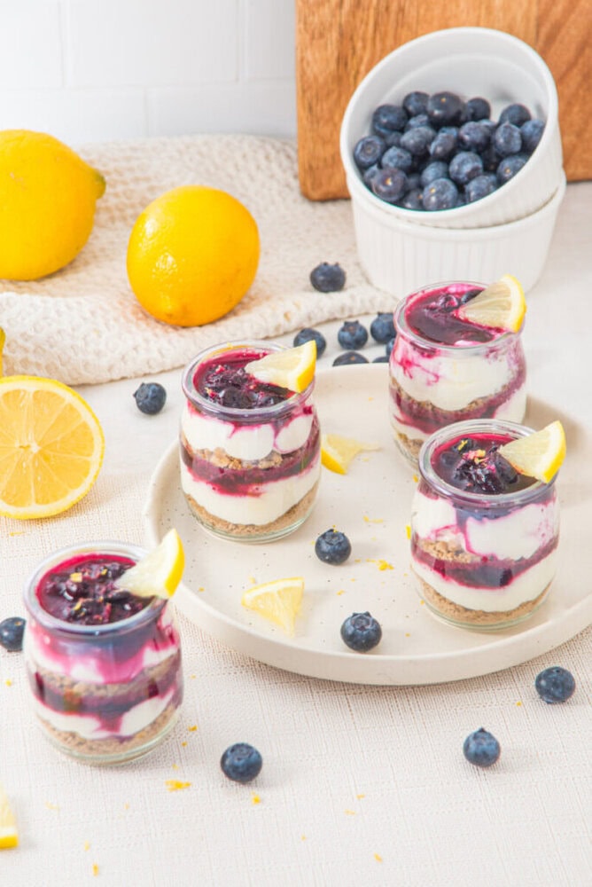 Delicious blueberry lemon parfaits with creamy layers and fresh fruit topping.