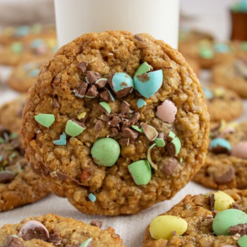Delicious homemade Easter cookie with colorful sprinkles and chocolate chips.