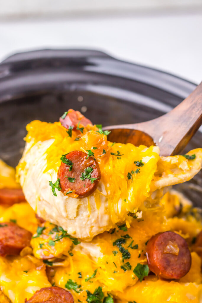 Delicious cheesy breakfast casserole with sausage and eggs, perfect for brunch or family mornings.