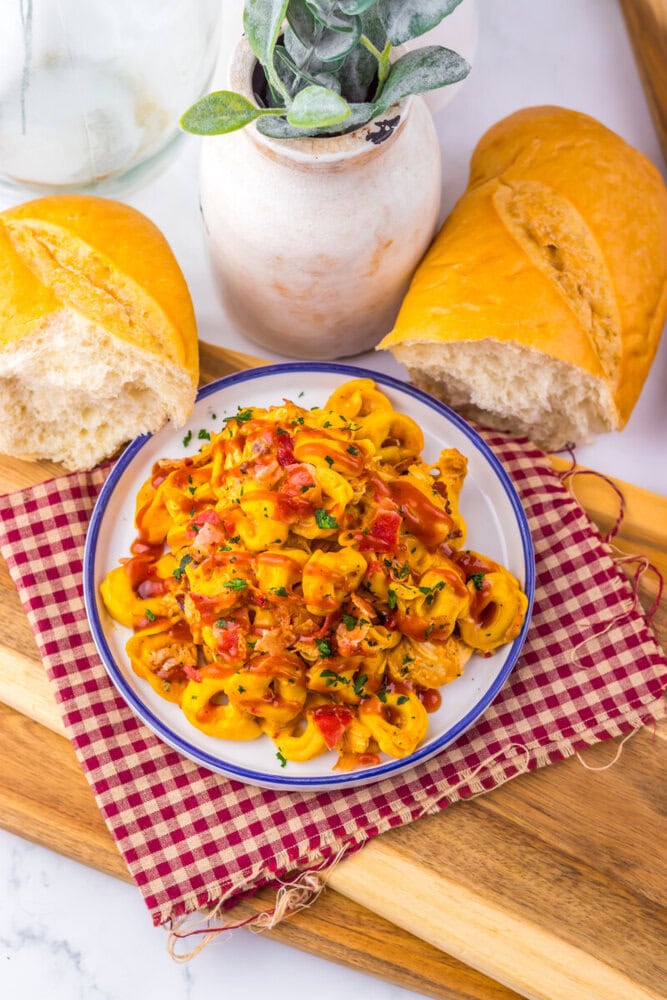 Slow Cooker Cheesy BBQ Bacon Chicken Tortellini
