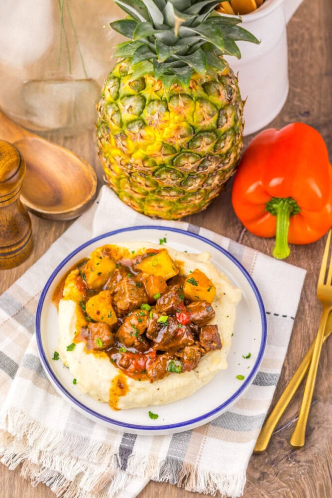 Slow Cooker Sweet Chili Pineapple Steak Tips