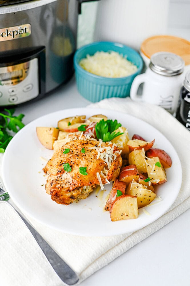 Slow Cooker Garlic Parmesan Chicken and Potatoes